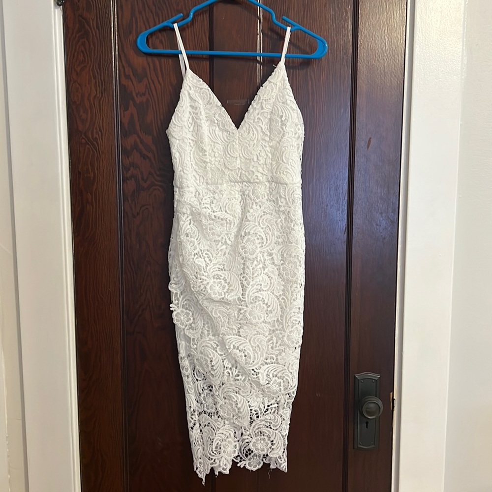 Showpo White midi dress. Size 2
